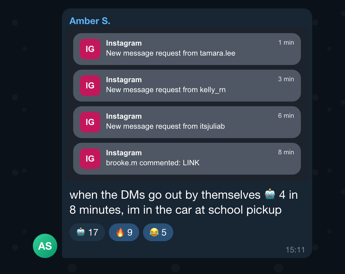 Community message: DMs go out by themselves