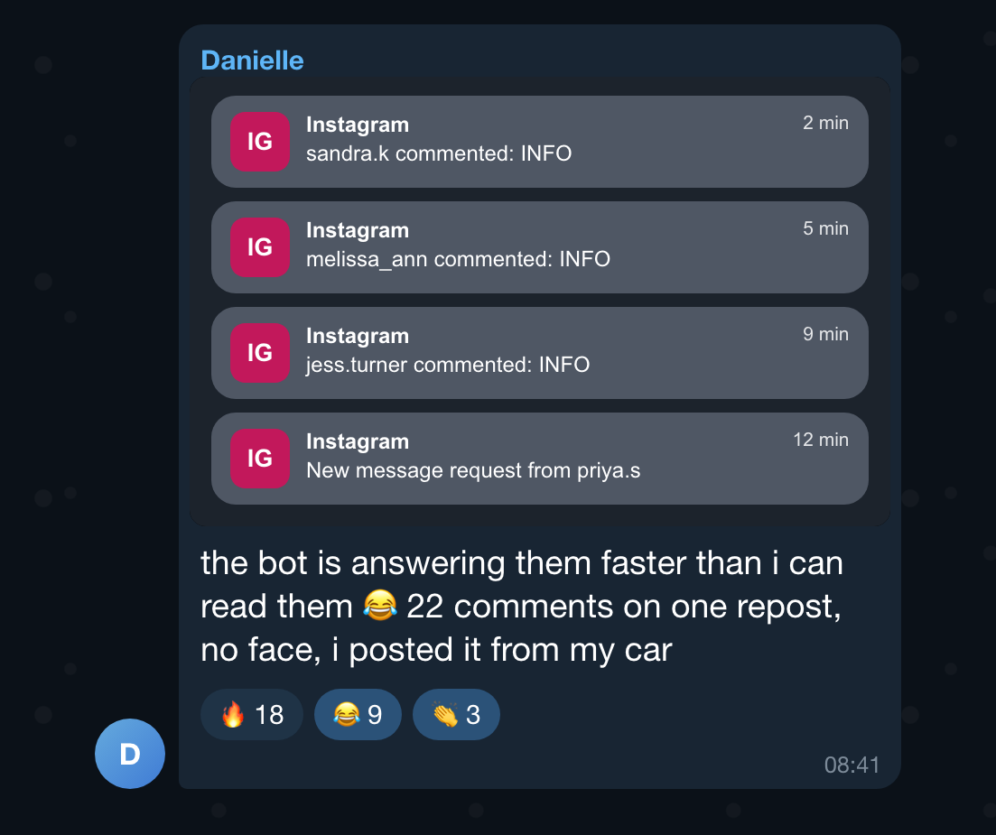 Community message: the bot answers them